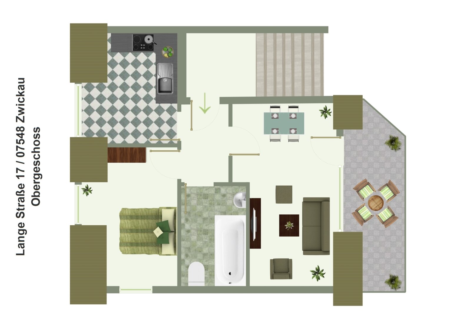 Exklusive 2-Zimmer-Dachgeschosswohnung in Zwickau zu verkaufen